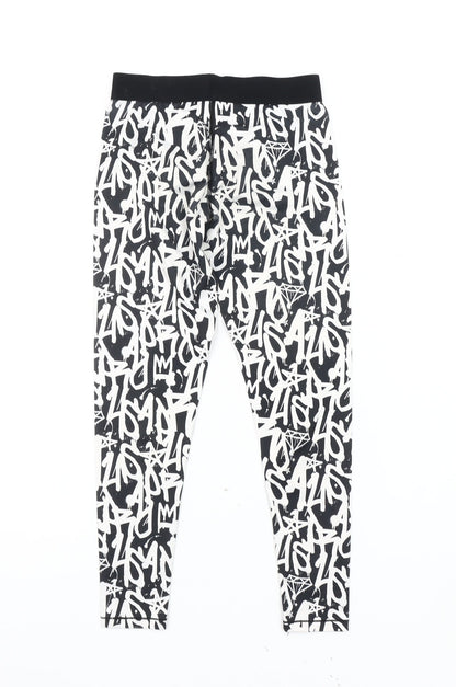 USA Pro Girls Black & White Graffiti Leggings, Size 11-12