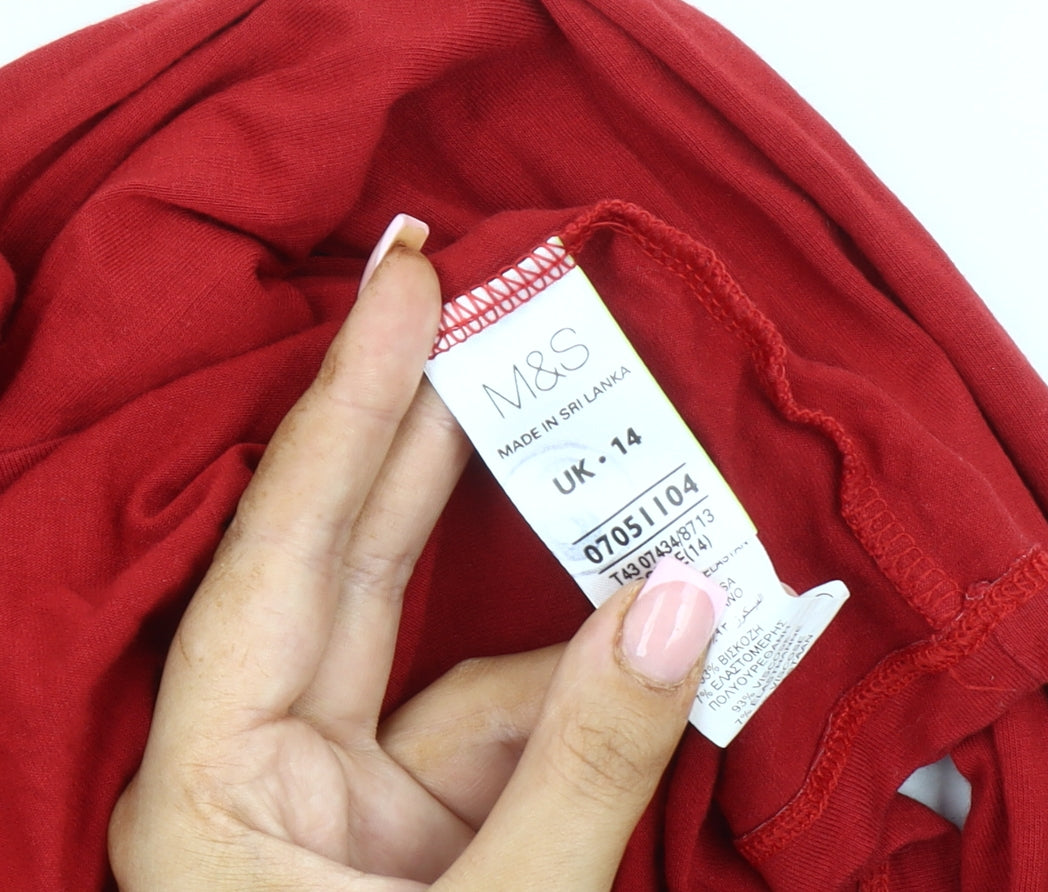 Womens UK Size 14 Marks and Spencer Red Basic Blouse