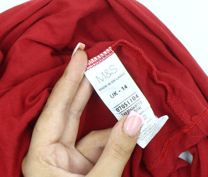 Womens UK Size 14 Marks and Spencer Red Basic Blouse