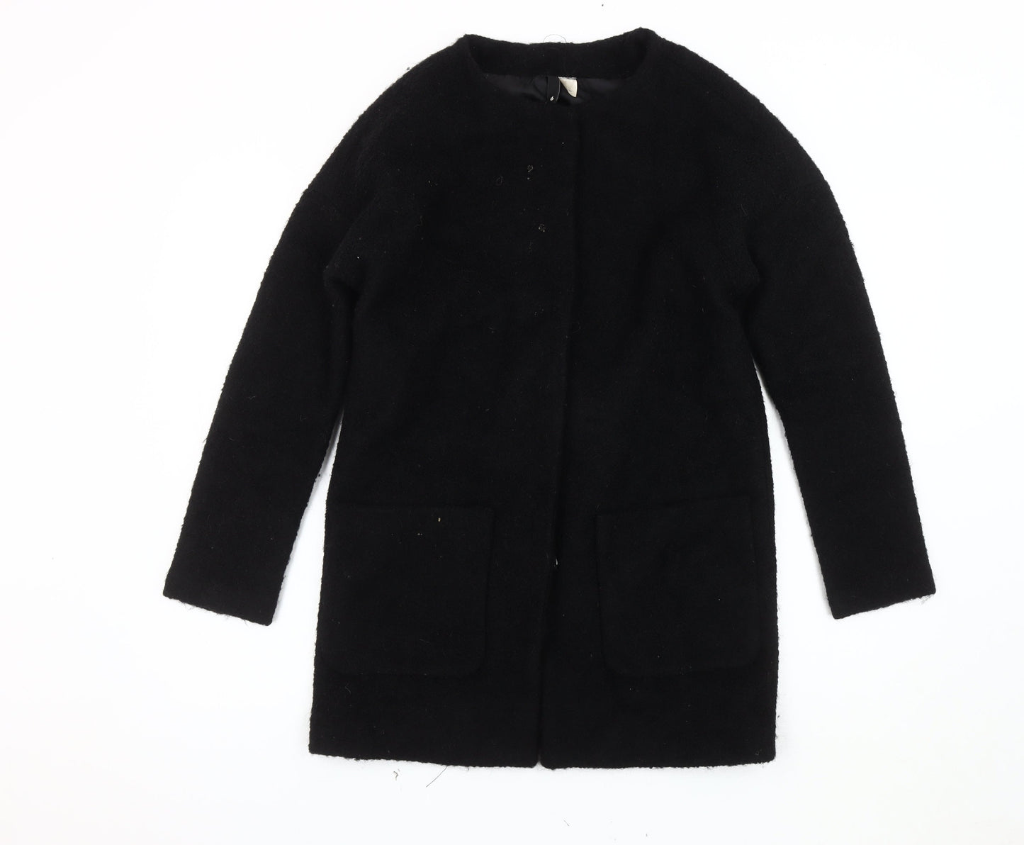 H&M Black Women's Mid-Length Wool Coat Size 4