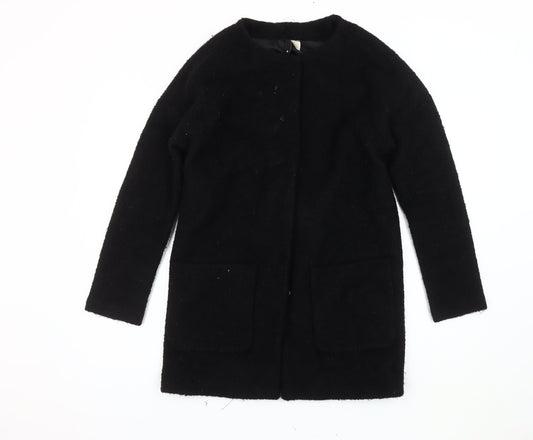 H&M Black Women's Mid-Length Wool Coat Size 4
