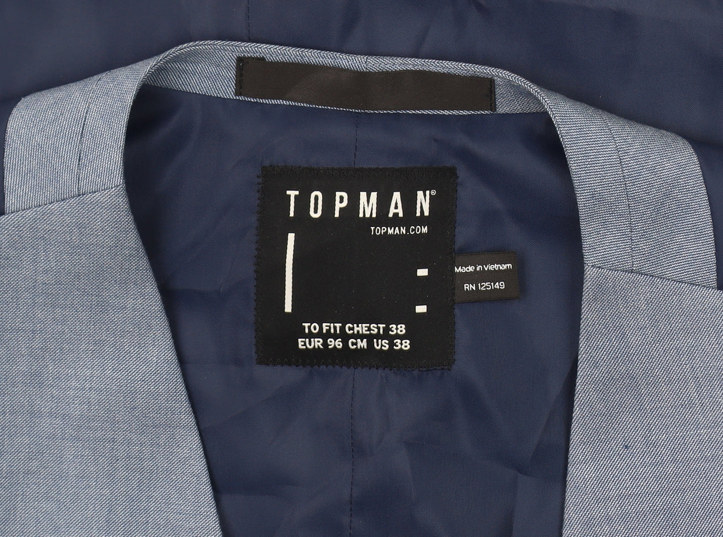 Topman Blue Men's Suit Waistcoat Size L 38