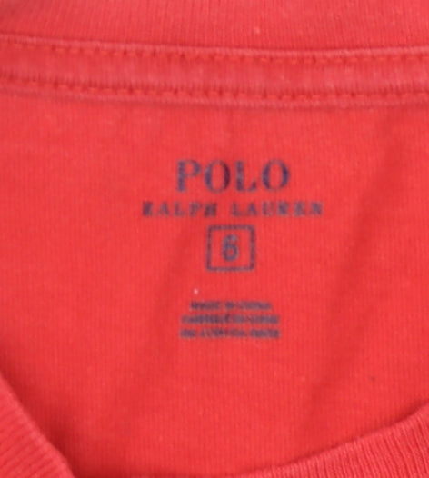 Boys UK Size 6 Years Ralph Lauren Red Basic T-Shirt