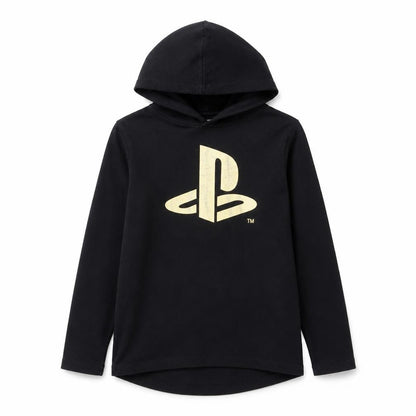 Front view of Next boys’ black playstation hoodie, size 10, years