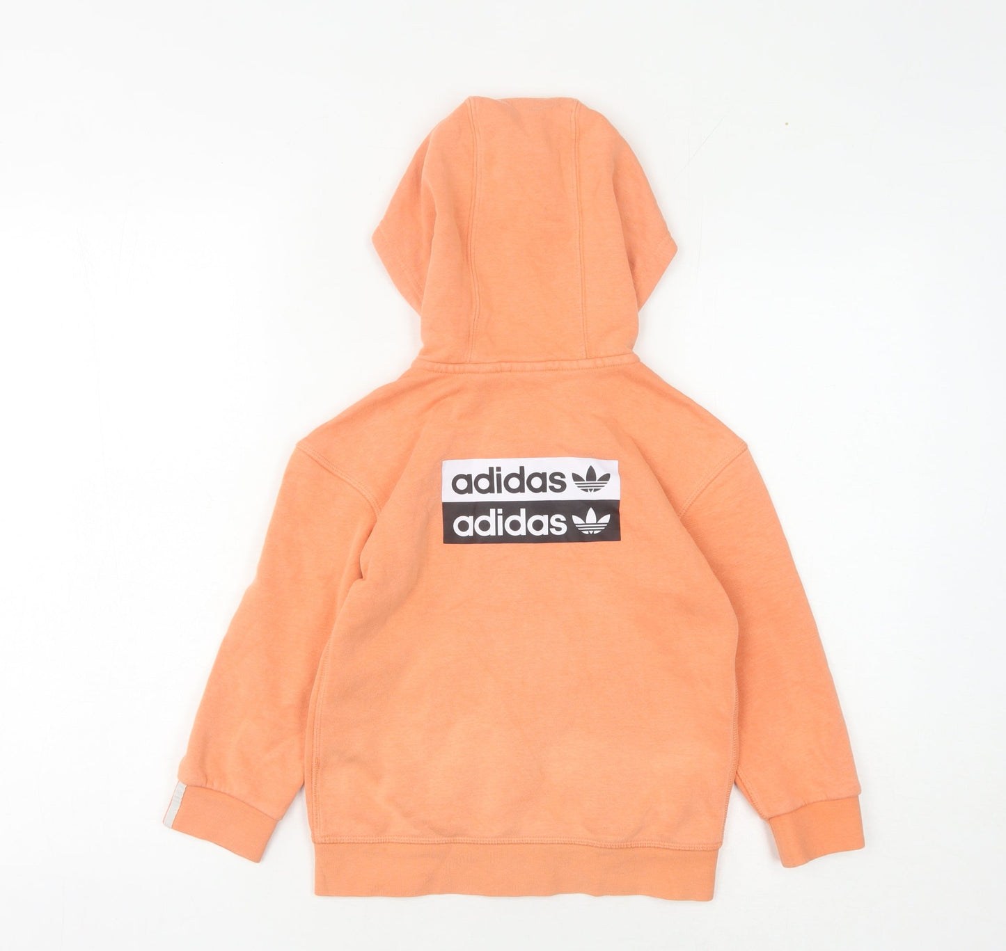 Adidas Girls Orange Full Zip Hoodie 5-6 Years Cotton Blend