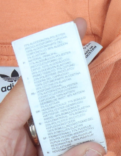 Adidas Girls Orange Full Zip Hoodie 5-6 Years Cotton Blend