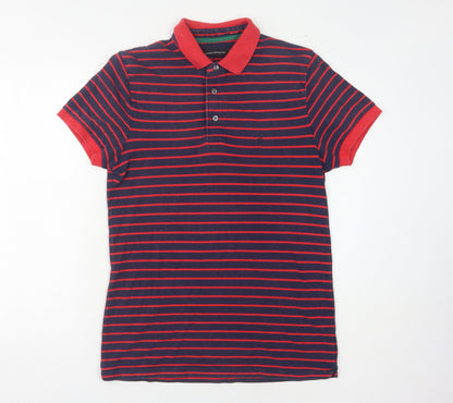 French Connection Men's Red Striped Polo, M, Short Sleeve