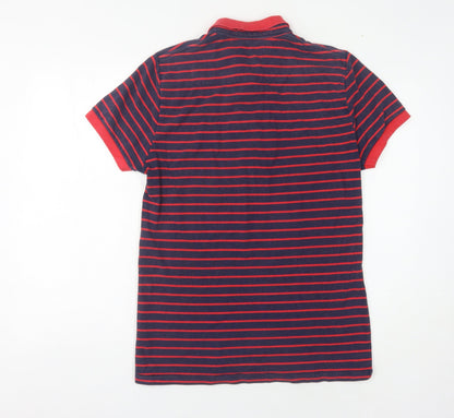 French Connection Men's Red Striped Polo, M, Short Sleeve