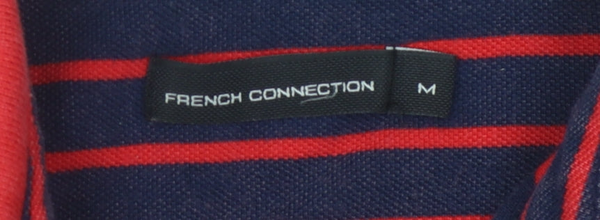 French Connection Men's Red Striped Polo, M, Short Sleeve