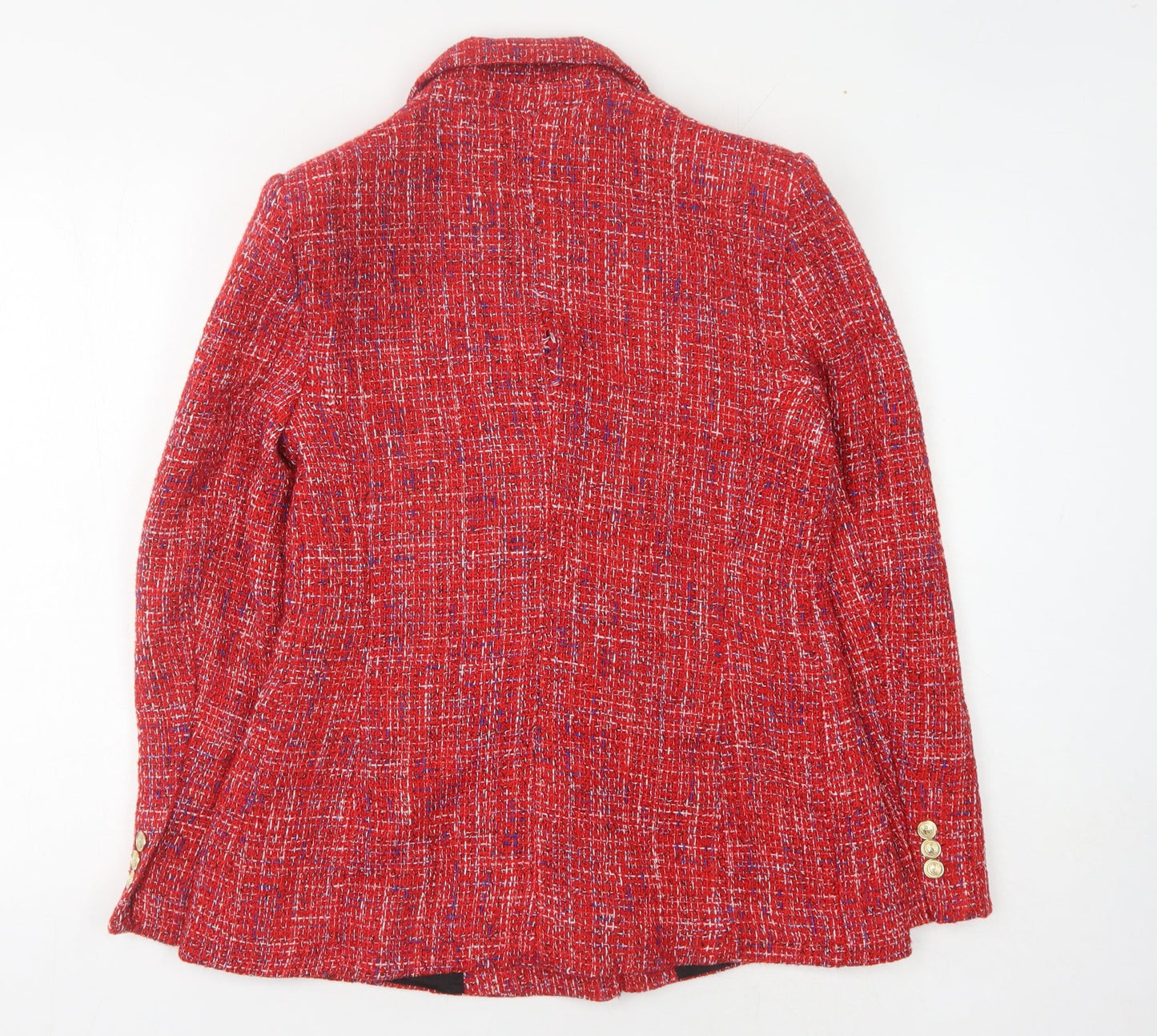 Zara Red Women's Woven Blazer L, Double-Breasted, Lined
