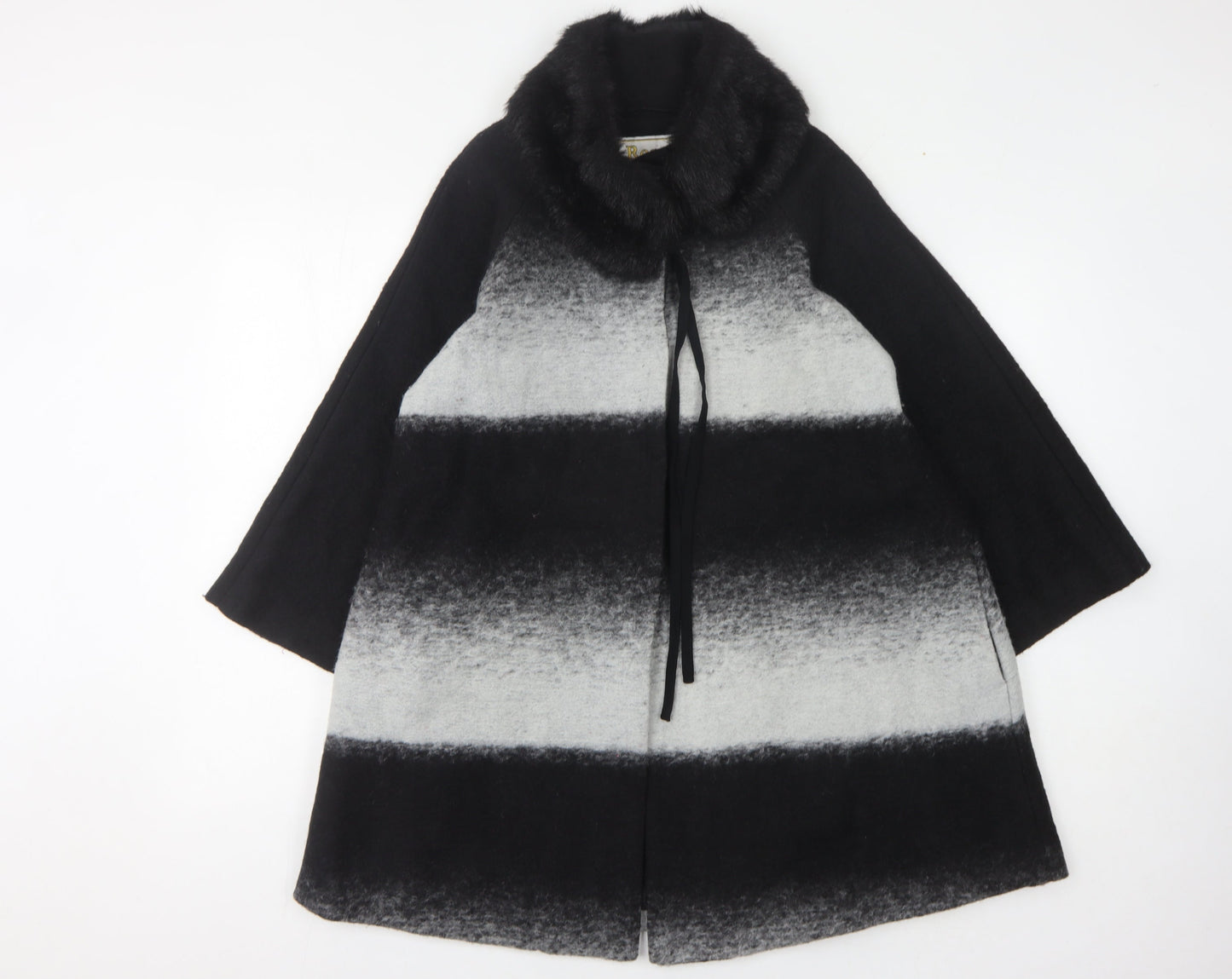 Roman Originals Women Black Wool Blend Cape Coat M