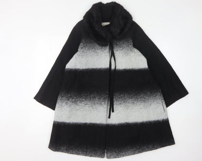 Roman Originals Women Black Wool Blend Cape Coat M