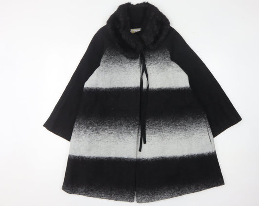 Roman Originals Women Black Wool Blend Cape Coat M