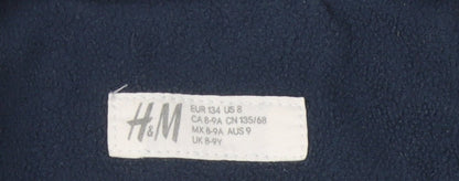 H&M Boys Blue Brown Puffer Jacket 9-10 Yrs Reflective Zip Pockets