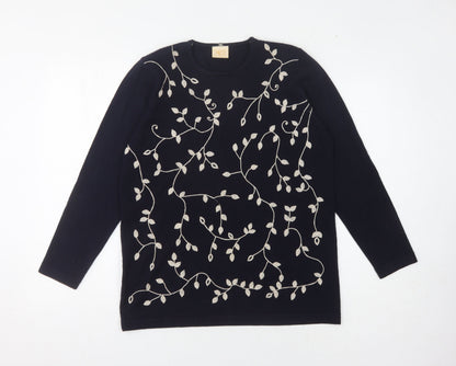 Womens UK Size M Country Casuals Black Pullover Jumper