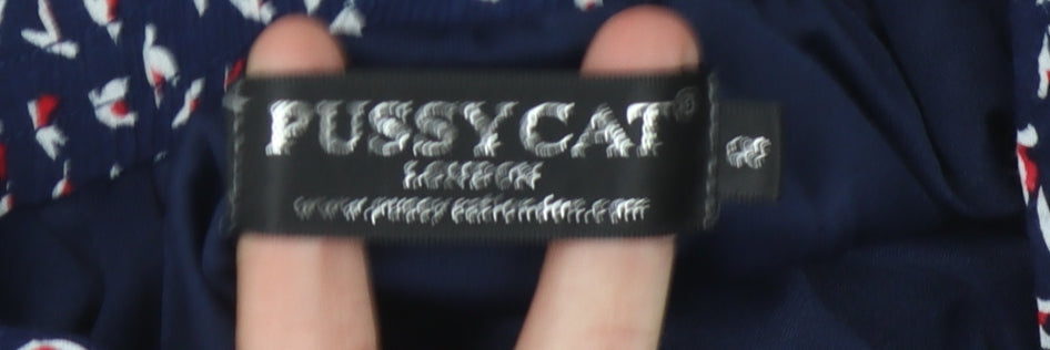 Pussycat London Women's Blue V-Neck Fit & Flare Dress XS