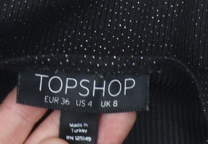 Topshop Women's Black Bodysuit Size 8 Slim Fit