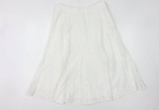 Eastex Women's White Midi Skirt, Size 12, Viscose Blend