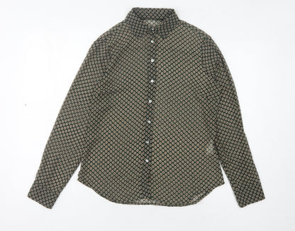 Womens UK Size 6 Zara Basic Green Basic Button-Up