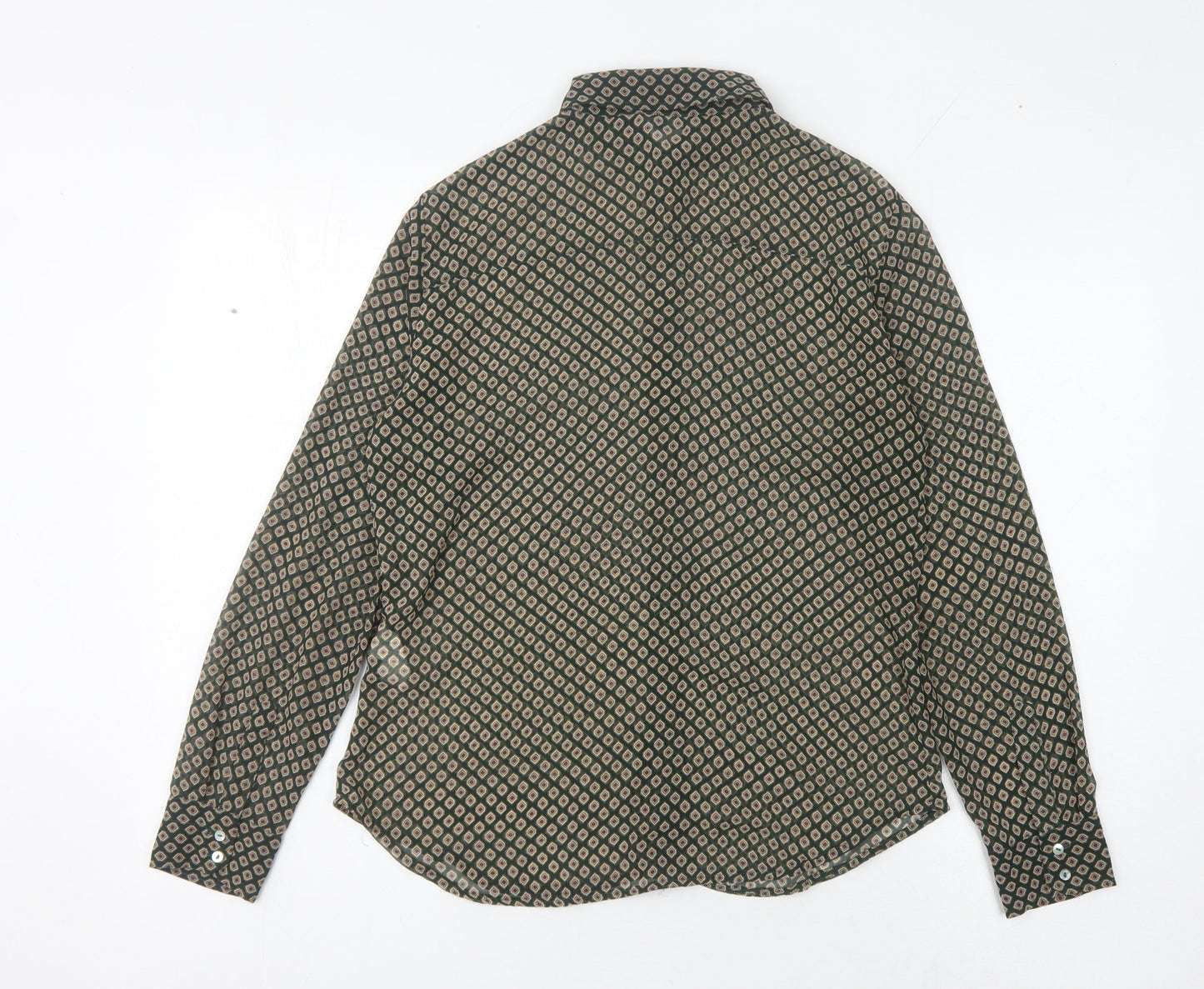 Womens UK Size 6 Zara Basic Green Basic Button-Up