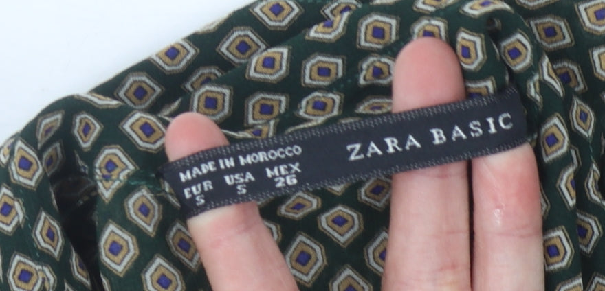 Womens UK Size 6 Zara Basic Green Basic Button-Up
