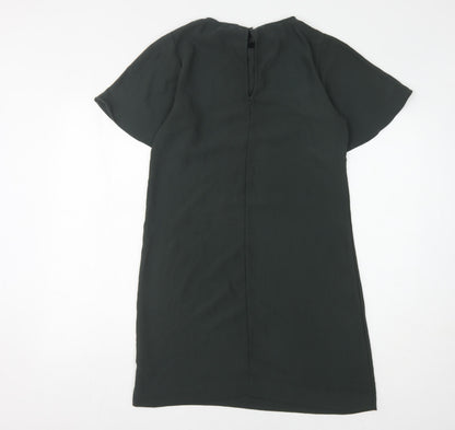H&M Women's Green Shift Dress - Size 8, Short Sleeve