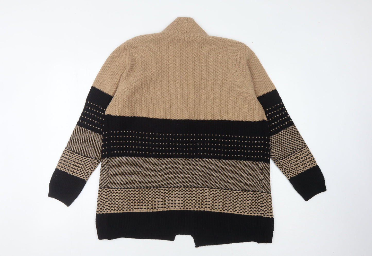 Country Casuals Women's Open Front Cardigan, Beige/Black, M, Geometric