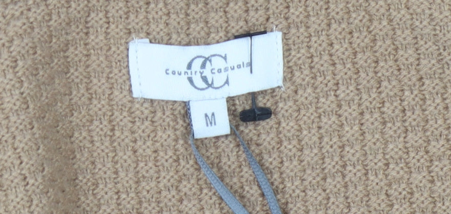 Country Casuals Women's Open Front Cardigan, Beige/Black, M, Geometric