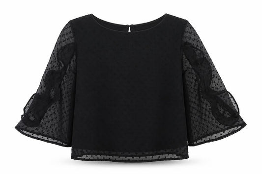 H&M Girls Black Blouse, 3/4 Sleeve, Lightweight, 10-11 Years