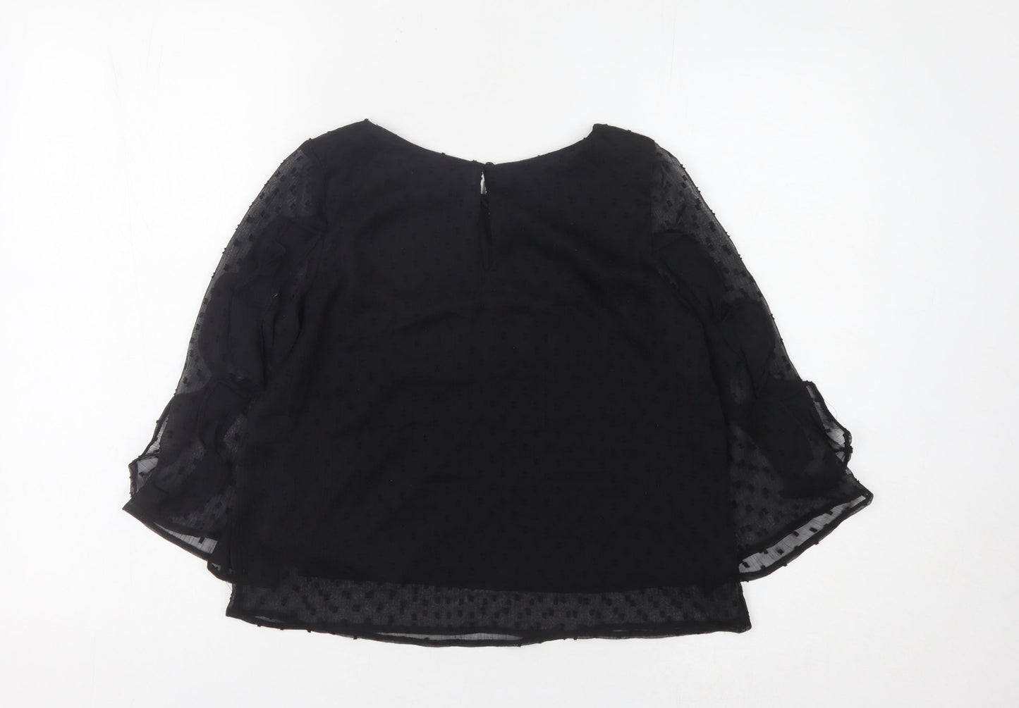 H&M Girls Black Blouse, 3/4 Sleeve, Lightweight, 10-11 Years