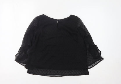 H&M Girls Black Blouse, 3/4 Sleeve, Lightweight, 10-11 Years