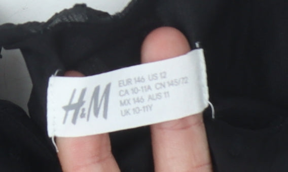 H&M Girls Black Blouse, 3/4 Sleeve, Lightweight, 10-11 Years