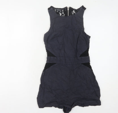 Topshop Women's Black Lace Playsuit, Size 6, Party Style