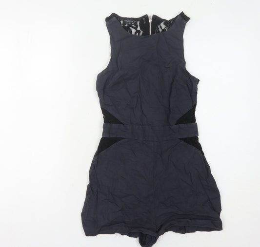 Topshop Women's Black Lace Playsuit, Size 6, Party Style