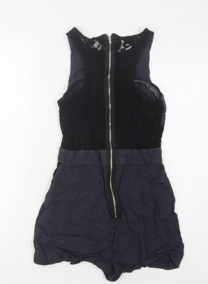 Topshop Women's Black Lace Playsuit, Size 6, Party Style