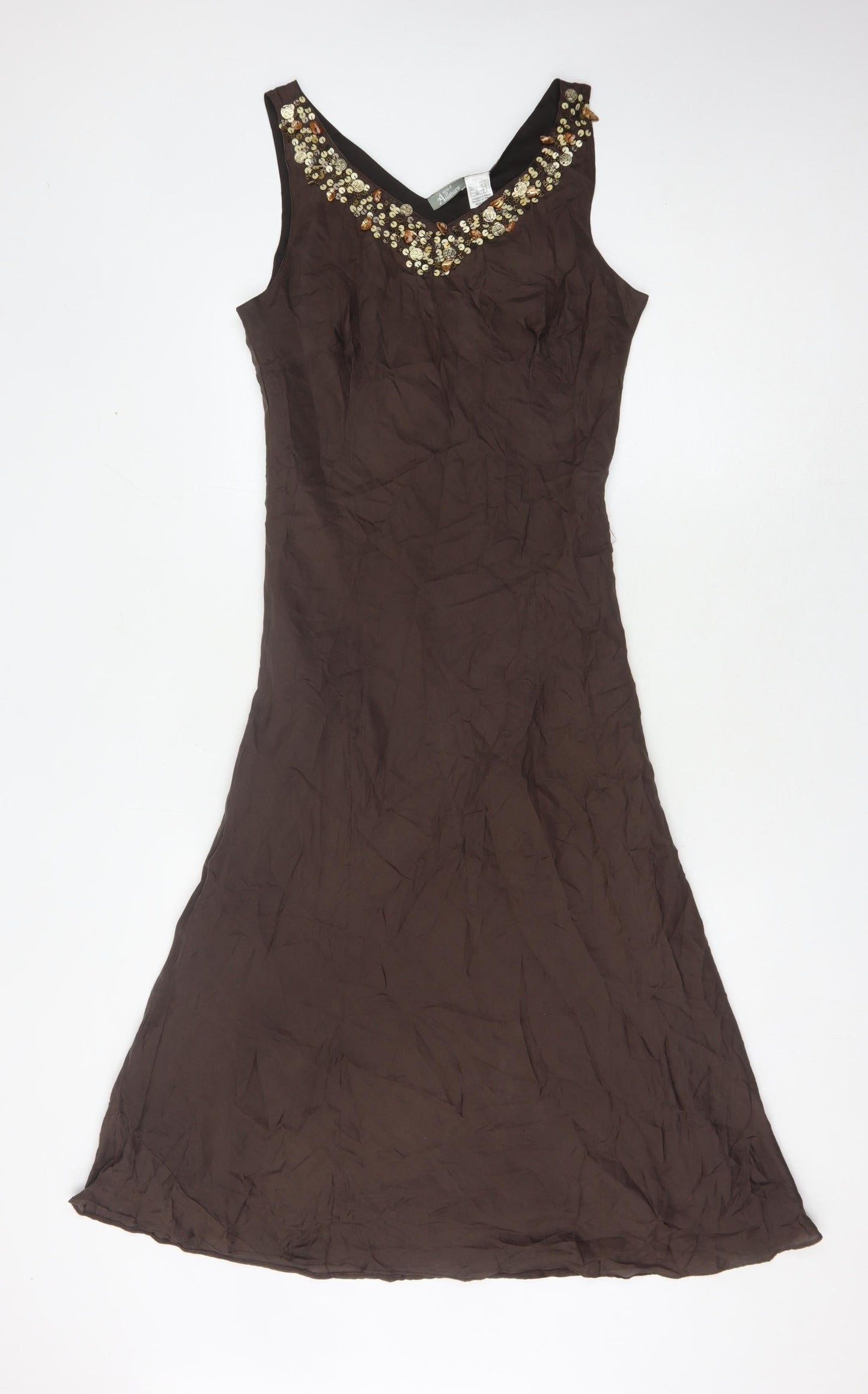 Ailleurs Women's Brown Silk A-Line Dress Size 8