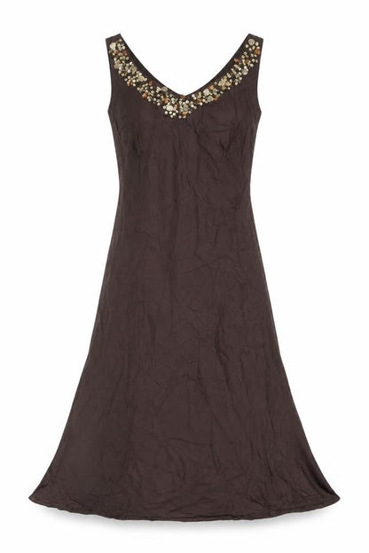 Ailleurs Women's Brown Silk A-Line Dress Size 8