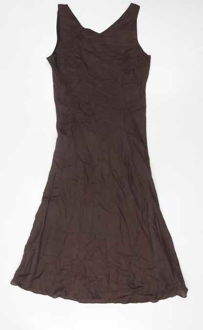 Ailleurs Women's Brown Silk A-Line Dress Size 8