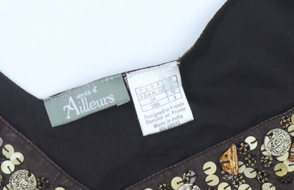 Ailleurs Women's Brown Silk A-Line Dress Size 8