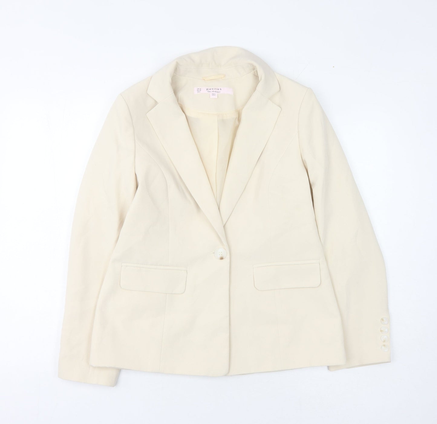 Miss Selfridge Women's Ivory Blazer, Size 10, Lined Slim Fit