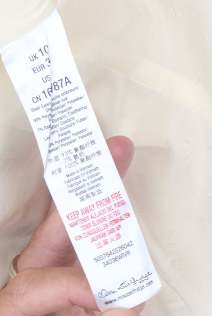 Miss Selfridge Women's Ivory Blazer, Size 10, Lined Slim Fit