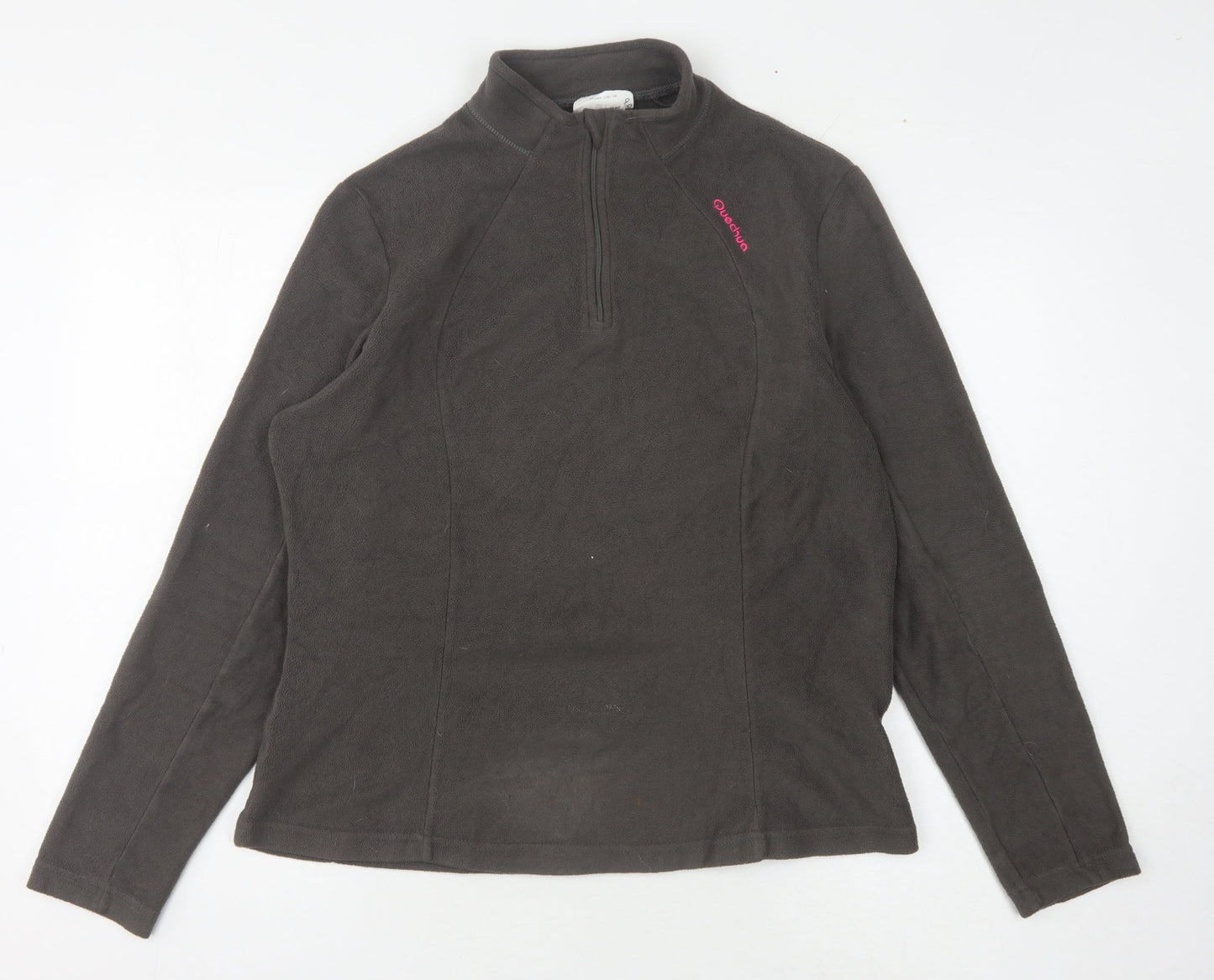 Quechua Women's Grey 1/4 Zip Fleece Sweatshirt Size 12