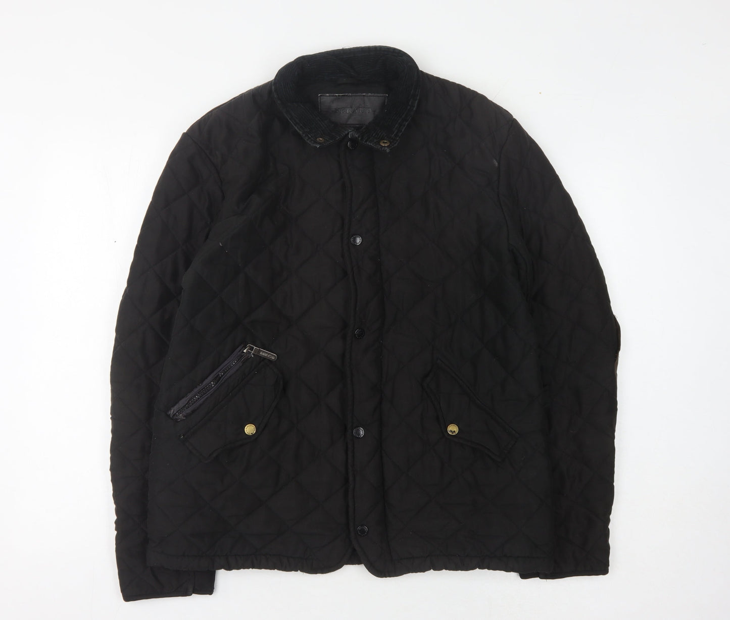 Mens UK Size M Feraud Black Quilted Coat