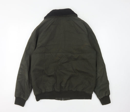 Mens UK Size M Brave Soul Green Bomber Jacket