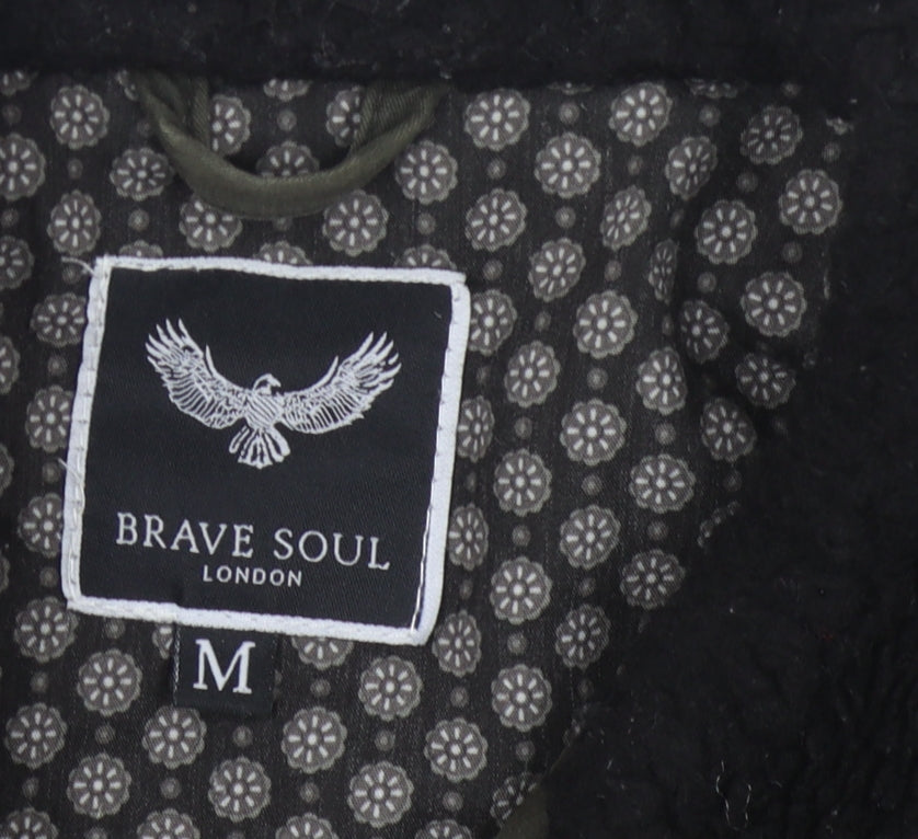 Mens UK Size M Brave Soul Green Bomber Jacket