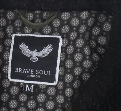 Mens UK Size M Brave Soul Green Bomber Jacket