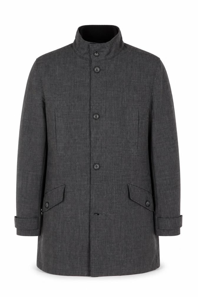 RJR.John Rocha Men's Grey Coat L Stand-Up Collar