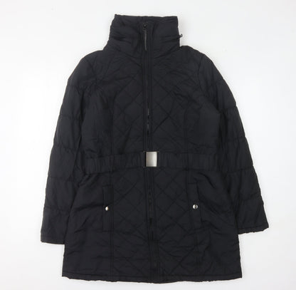 Marks & Spencer Women's Black Quilted Belted Coat M