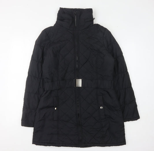 Marks & Spencer Women's Black Quilted Belted Coat M