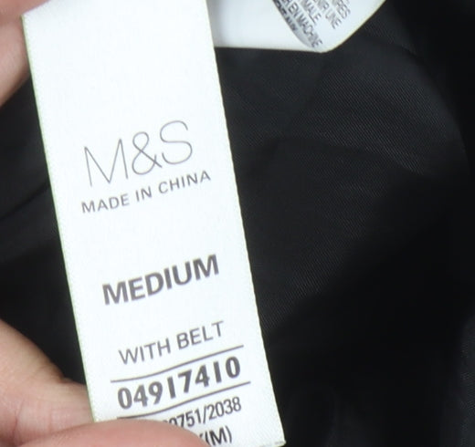 Marks & Spencer Women's Black Quilted Belted Coat M